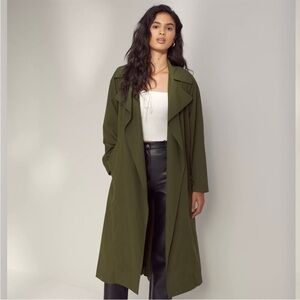 Aritzia Wilfred Black Belted Draped Trench Coat